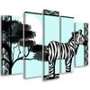 Картина из пяти предметов на холсте Зебра Сафари Синий