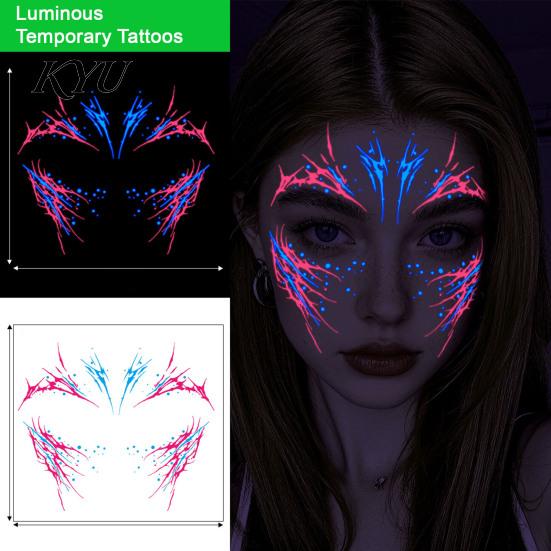 Sparkling UV Reactive Decals Halloween Temporary Tattoo Sticker, Glow in The Dark Face Waterproof Tattoos for Adults Body Art Adults, Nightclub,