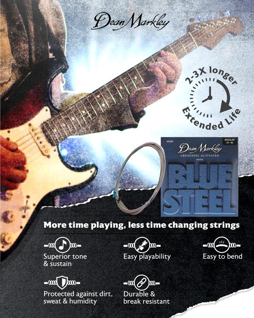 Dean Markley Blue Steel Electric Guitar 2556 Strings, Nickel, Regular, .010-.046