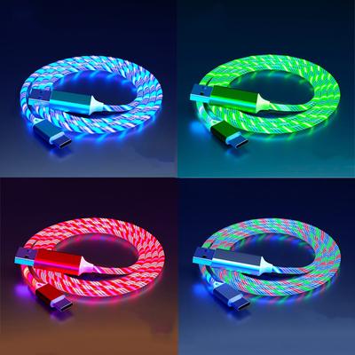 Светящийся светодиодный USB-кабель типа C для Samsung Xiaomi OPPO IPhone, быстрое зарядное устройство, кабель для передачи данных, светодиодный кабель с плавным светом