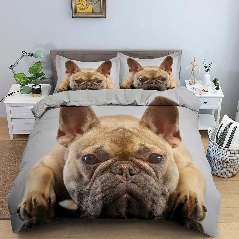 French Bulldog Duvet Cover Twin Queen Cute Puppy Dog Comforter Cover Cartoon Pet Animal Print Bedding Set For Boys Girls Bedroom