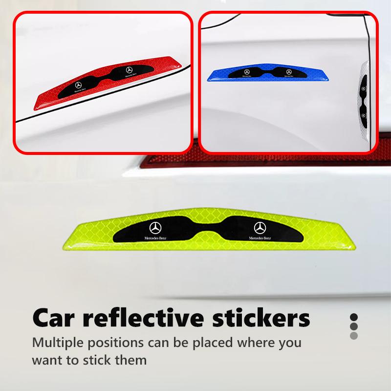 AABGX1 For Benz 4PCS Car Door Reflective Stickers Safety Warning 3D Epoxy Stickers Decorative AMG Exclusive W204 W222 W205 W203 W213