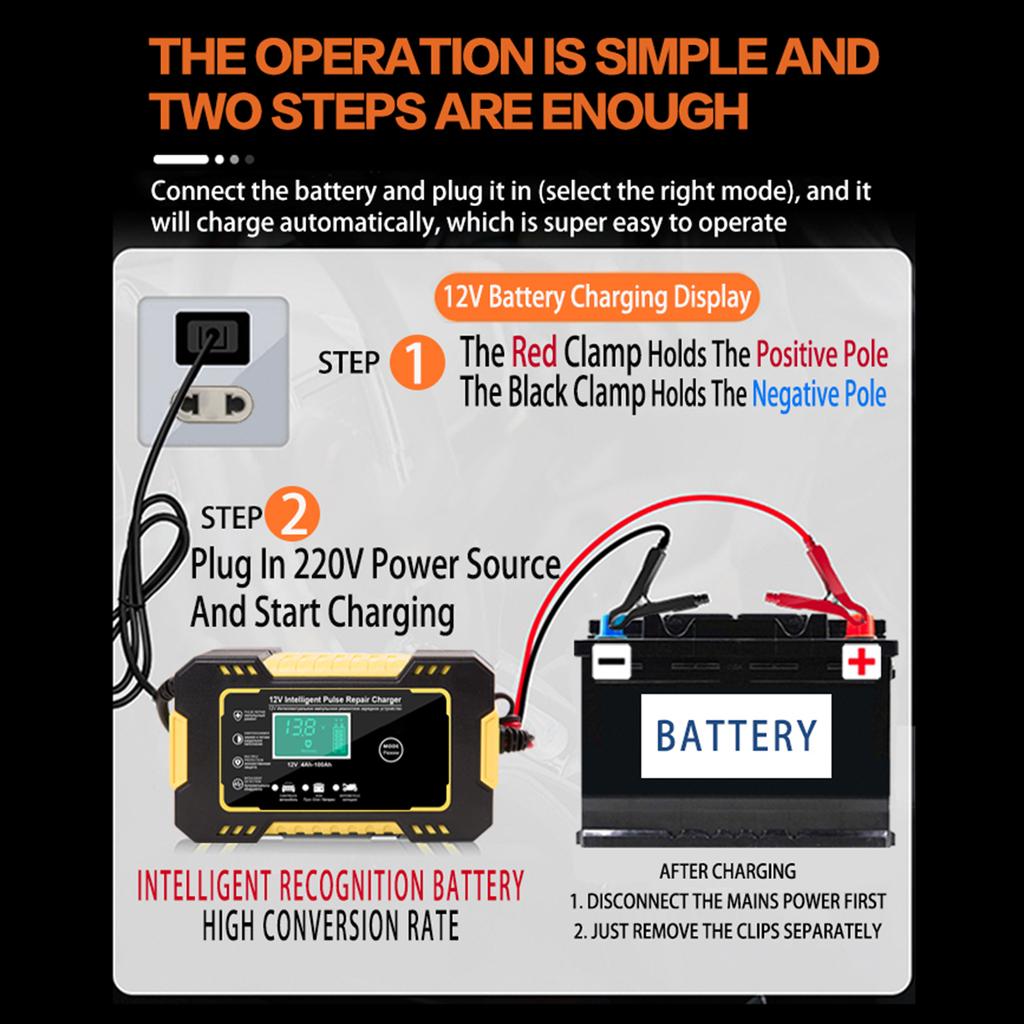 Полностью автоматическое зарядное устройство для автомобильного аккумулятора 12 В 6 А