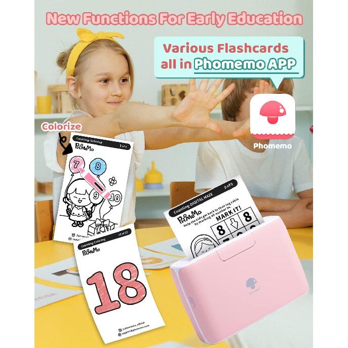 Phomemo 4-дюймовый портативный термопринтер Printpods - Bluetooth-принтер без чернил, поддержка ширины печати 2/3/4 дюйма, 300 dpi, совместим с телефонами,