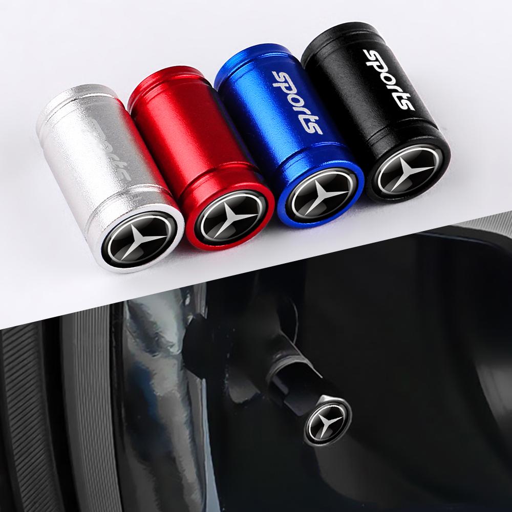 VFO1 4Pcs Car Wheel Tire Valve Air Stem Caps for Mercedes Benz W204 W213 W639 ML270 CDI W163 Class R A180 E W213 A C B E G Class GLC