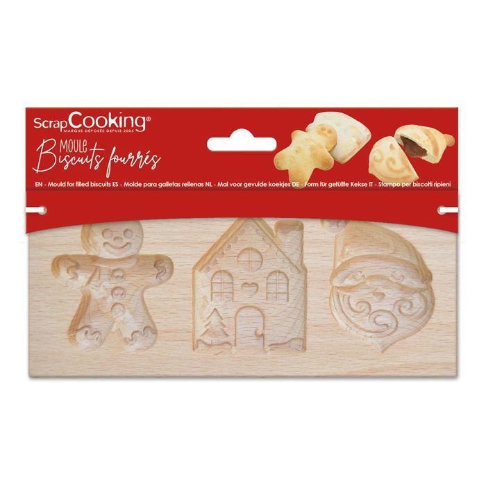 Moule bois biscuits fourrés - SCRAPCOOKING - Noël - 3 empreintes - 20x10x2cm