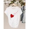 Watercolor Love Heart Sweet Fashion Short Sleeve Print T Shirt Tee Basic Clothing Summer Top Graphic T-shirt Women Clothes