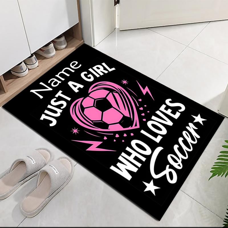 Custom Name Soccer Printed Carpet, for Office Chair Living Room Bedroom Kitchen Room Decor Gifts.