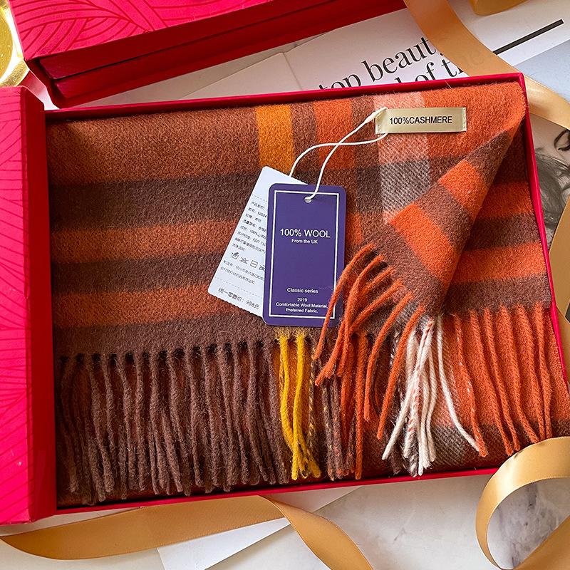 Hokkaido Pure Cashmere Couple Plaid Scarf Winter Women's Warm High-end Scarf Men