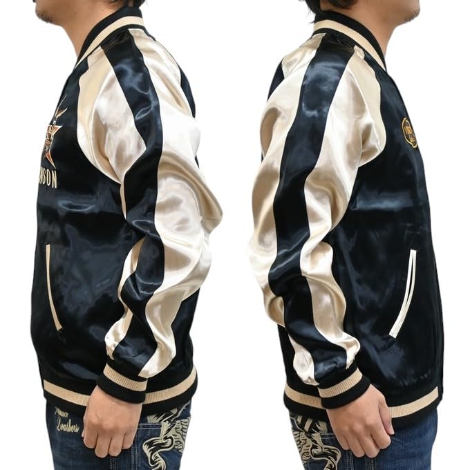 Сувенирная куртка Looney Tunes Sukajan Wile Coyote Tweety [Banson] LTV-2504 E. Мужской (JP, Алфавит, 2XL, Черный)