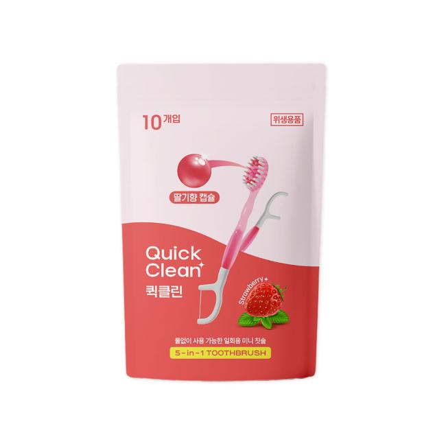 HR Medical Одноразовая зубная щетка Quick Clean 5-в-1, 10 шт. (Мята / Яблочная мята / Клубника) (10 вариантов)