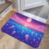 Neon Glowing Jellyfish Deep Sea Print Doormat Anti Slip Floor Mat Fantasy Ocean Style Front Door Mat Indoor Entryway Rug