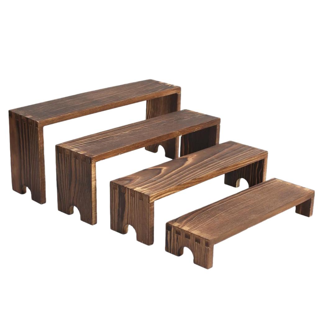 4-Piece Tiered Wooden Storage Shelf Set for Kitchen Counter or Bathroom