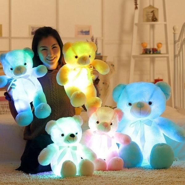 30/50cm Creative Light Up LED Teddy Bear Stuffed Animals Plush Toy Colorful Glowing Teddy Bear Christmas Gift for Kids Pillow Toy