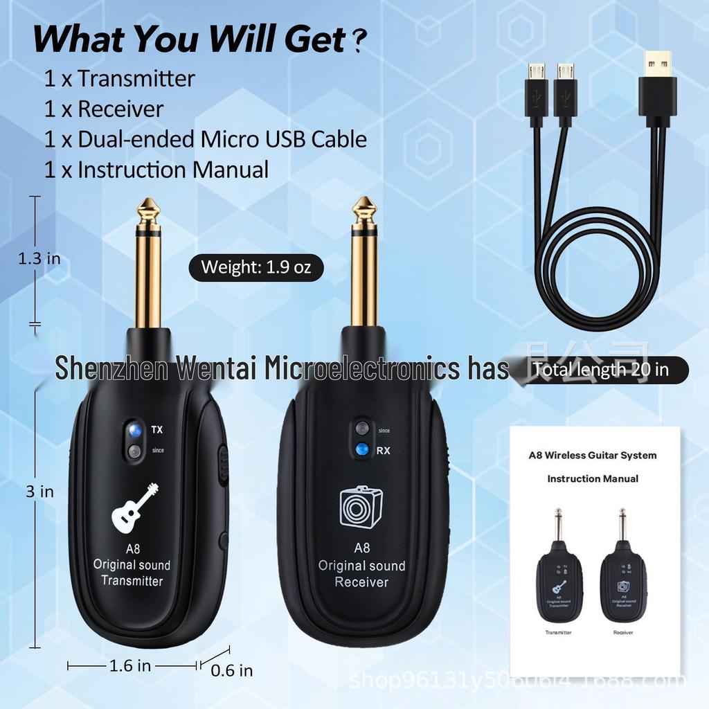 Беспроводной аудиоприемник-передатчик A8 A9 для акустической гитары