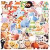 50 Cartoon Illustrations Animal Stickers Personalized Decorative Guitar Notebook Suitcase DIY Waterproof Stickers
