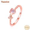 Tancise Classic 925 Sterling Silver  4*4 Pink Quartz Ring Ladies Jewelry Wedding Promise Party Gift