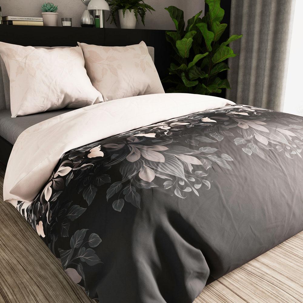 KELLY bedding set 220x200 cm - satin cotton, dark, elegant pattern