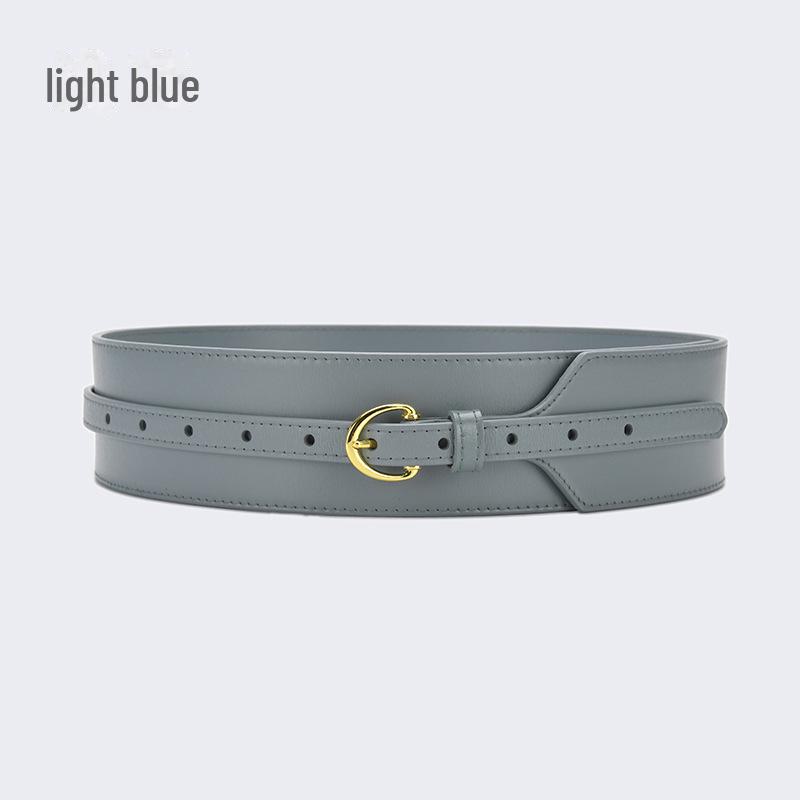 Women's Wide Leather Waist-Slimming Belt – Stylish Outerwear Accessory for Shirts and Dresses.