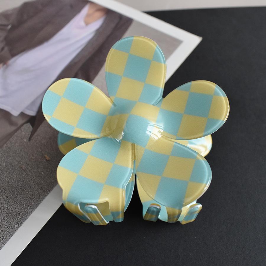 Шикарная клетчатая заколка для волос в виде акулы: Имитация текстуры уксусной кислоты, уникальный дизайн, универсальность для любого стиля