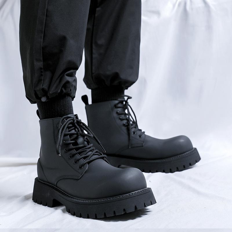 Дерби ботинки Мартин мужские высокие кожаные ботинки локомотив ботинки дышащие увеличивающие рост кожаные ботинки с загнутым носком рабочие ботинки мужские 8267-K