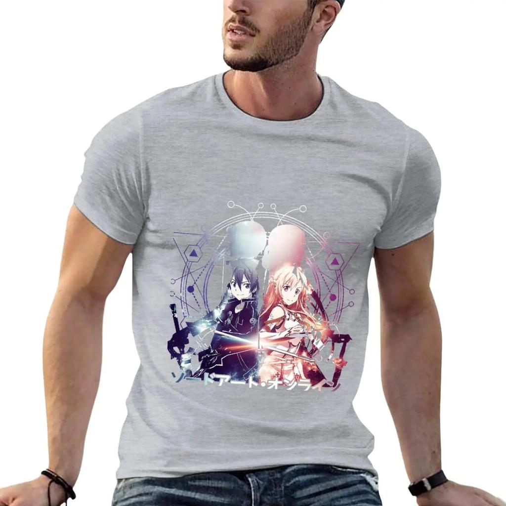 Oversized graphicswearSword Art Online - Kirito and Asuna T-Shirt customized t shirts anime workout shirt