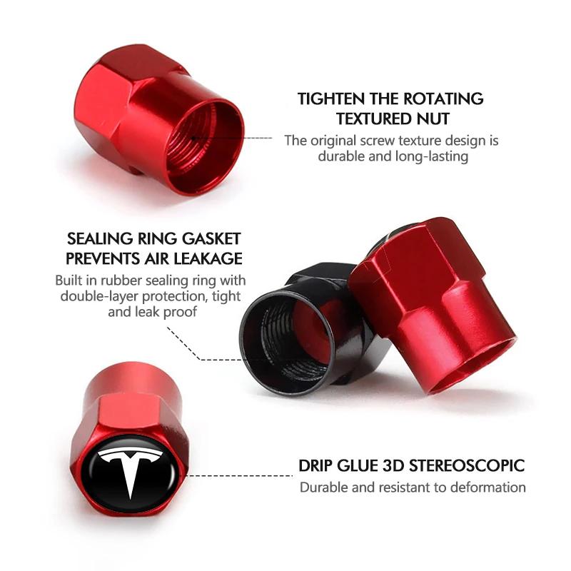 Car Sticker Tesla For Tesla Car Tire Valve Stems Cap Knurling Style Tire Valve Cap Model Y 3 S X Roadster Bonina