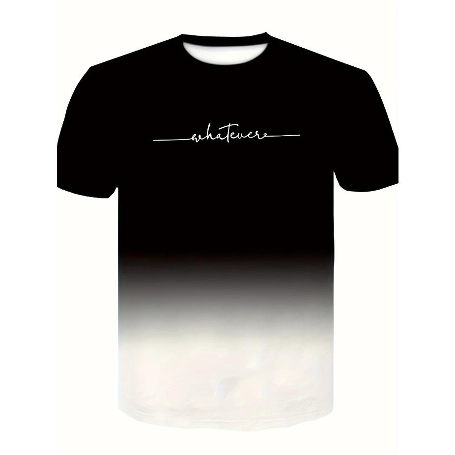 Летняя мужская повседневная эластичная спортивная футболка с градиентной расцветкой, футболка с круглым вырезом для моды