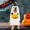 Halloween Ghost Dog Outfit Pumpkin White Ghost Costume Pet Cosplay Attire with Witch Hat for Trick or Treat Costume Party Photoshoot