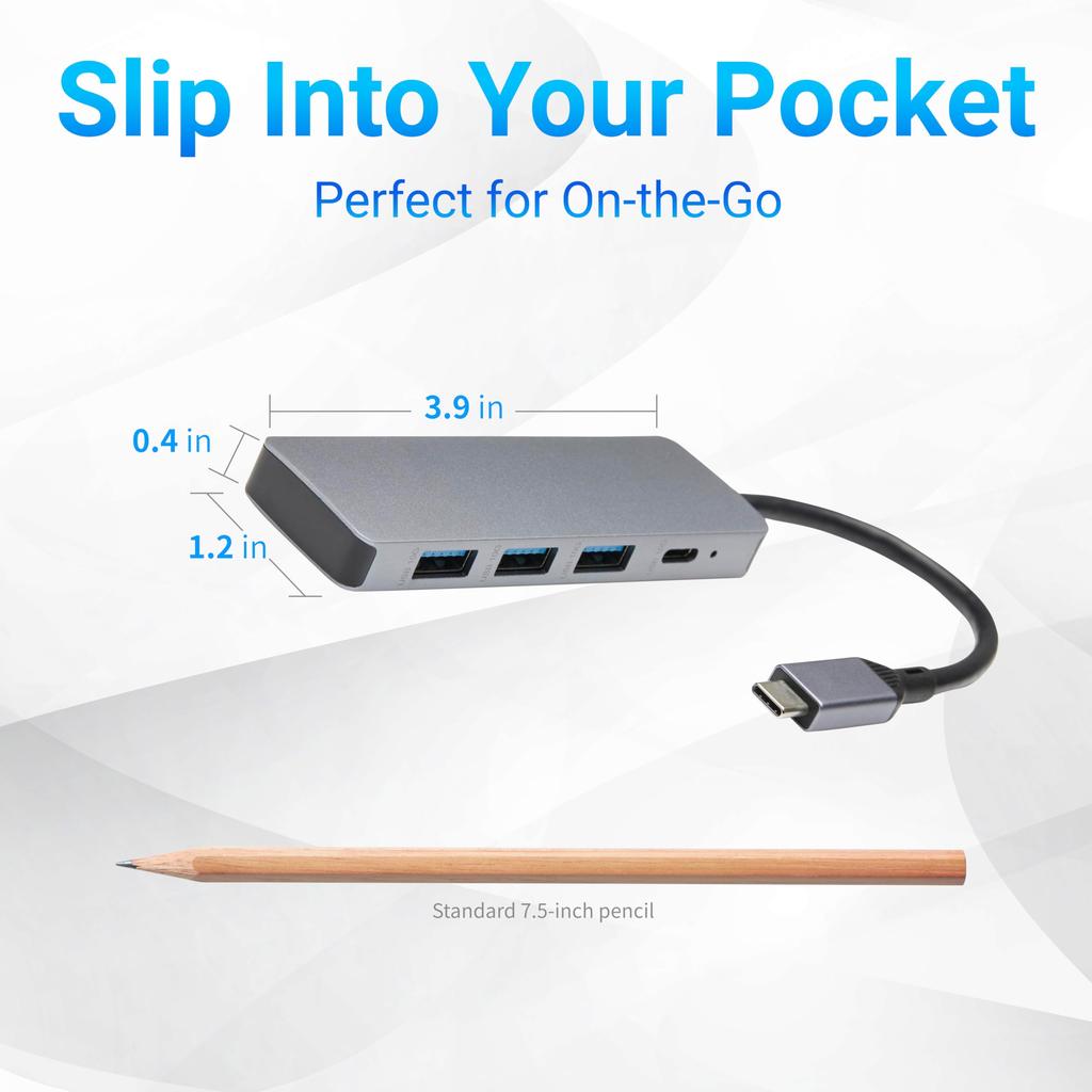 Amazon Basics USB 3.2/3.1 Gen 2 Hub Dock, 10Gbps, USB-C To 1x USB-C / 3x USB-A, Compatible with Windows/Mac, Silver and Black