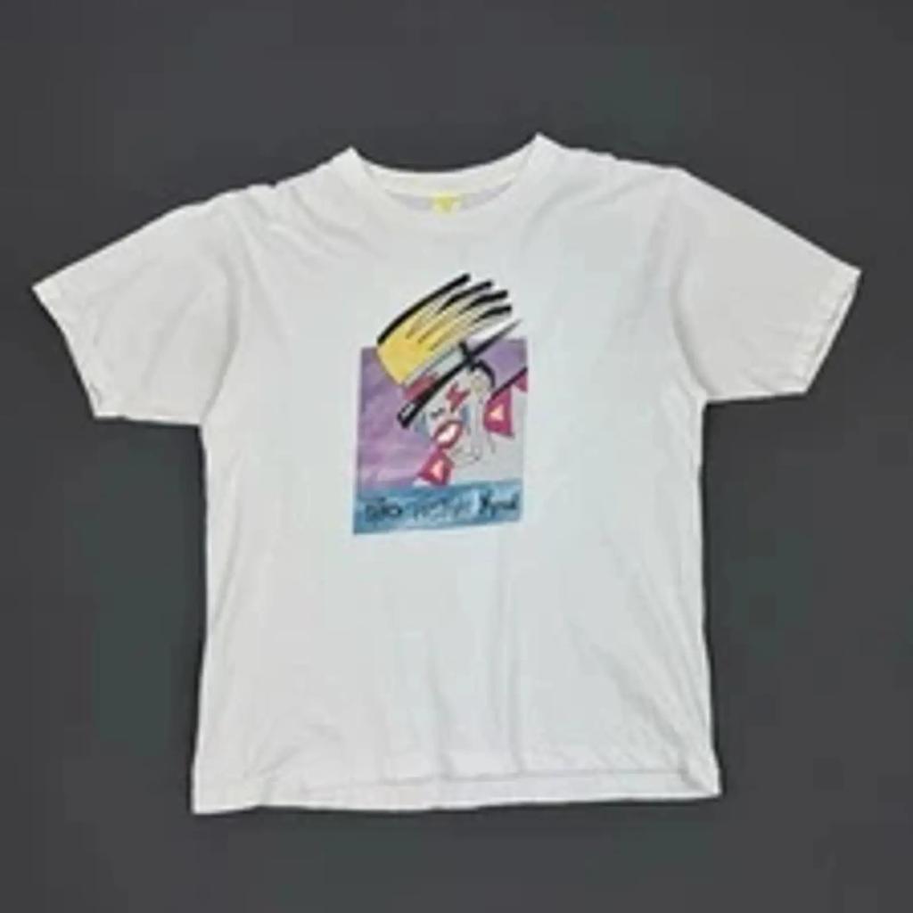 Vintage 90s Distressed Paleo Festival Nyon Techno T Shirt Vintage Slightly Homme Unisex Streetwear Comfortable