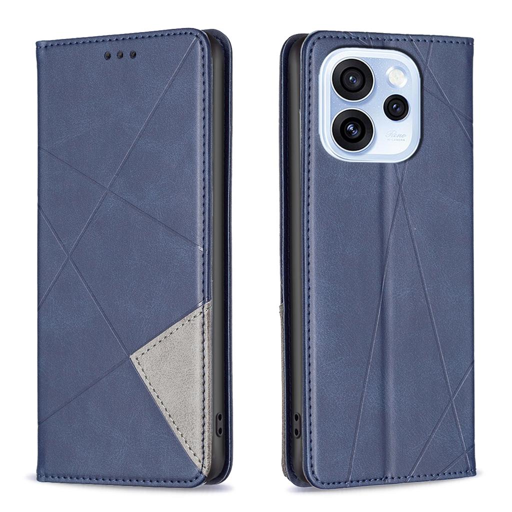 For Oppo Reno15 F 5G Case Card Slots Geometry Imprint Leather Phone Cover