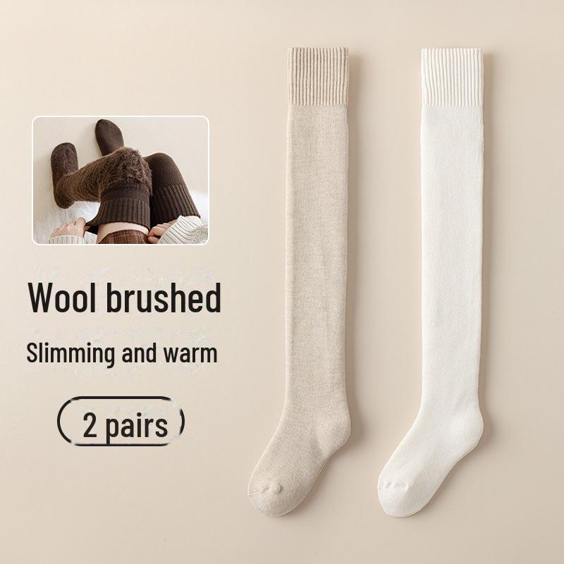 Женские ультратолстые шерстяные носки выше колена - бархатная подкладка для тепла