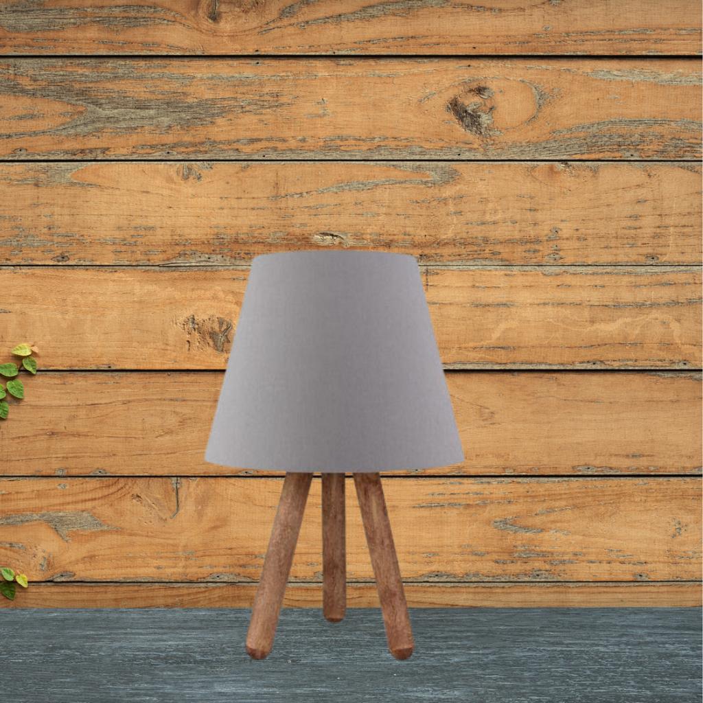 Art Pasta Sarkıt ve Ahşap Ayaklı Abajur Antrasit Kumaş Üçlü Avize Seti Yatak Odası Salon