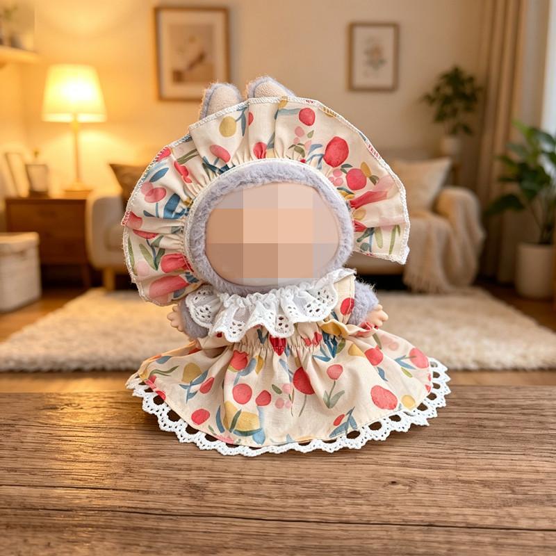 [Cloth Only]Doll Skirt Suit for  Pendant Plush Dolls ,Spring Berry Dress Three-piece Set.