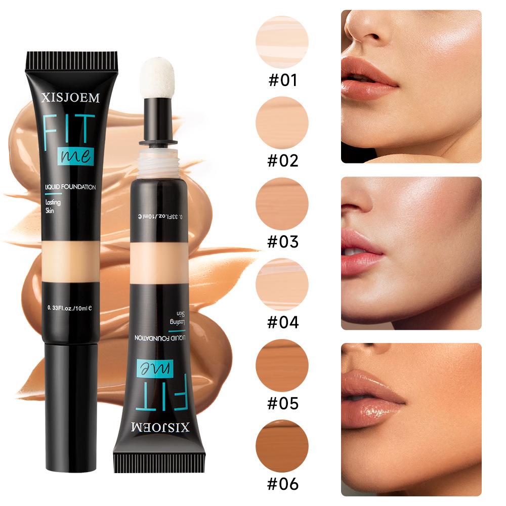 Long-Lasting Waterproof Concealer with Sponge Tip - Brightening Liquid Makeup