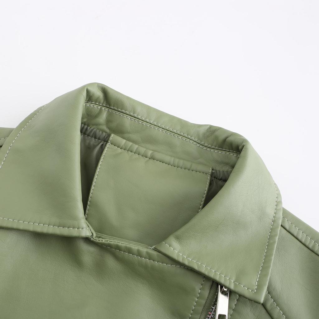 Женская асимметричная укороченная куртка из искусственной кожи на молнии из искусственной кожи, байкерское короткое пальто, тонкая верхняя одежда, винтажная укороченная куртка со шнуровкой, мотоциклетный бомбер, осень-весна, новинка