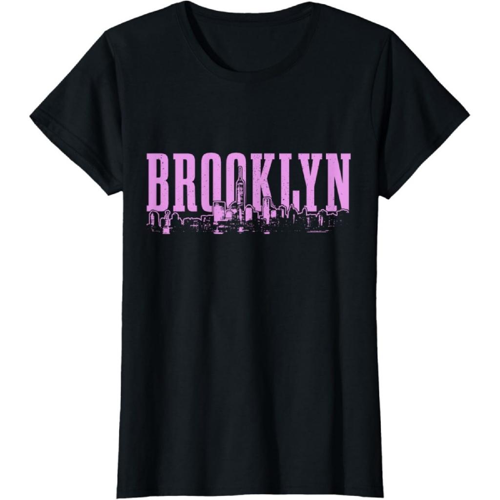 Бруклин Нью-Йорк Силуэт города NYC Винтажная футболка NY