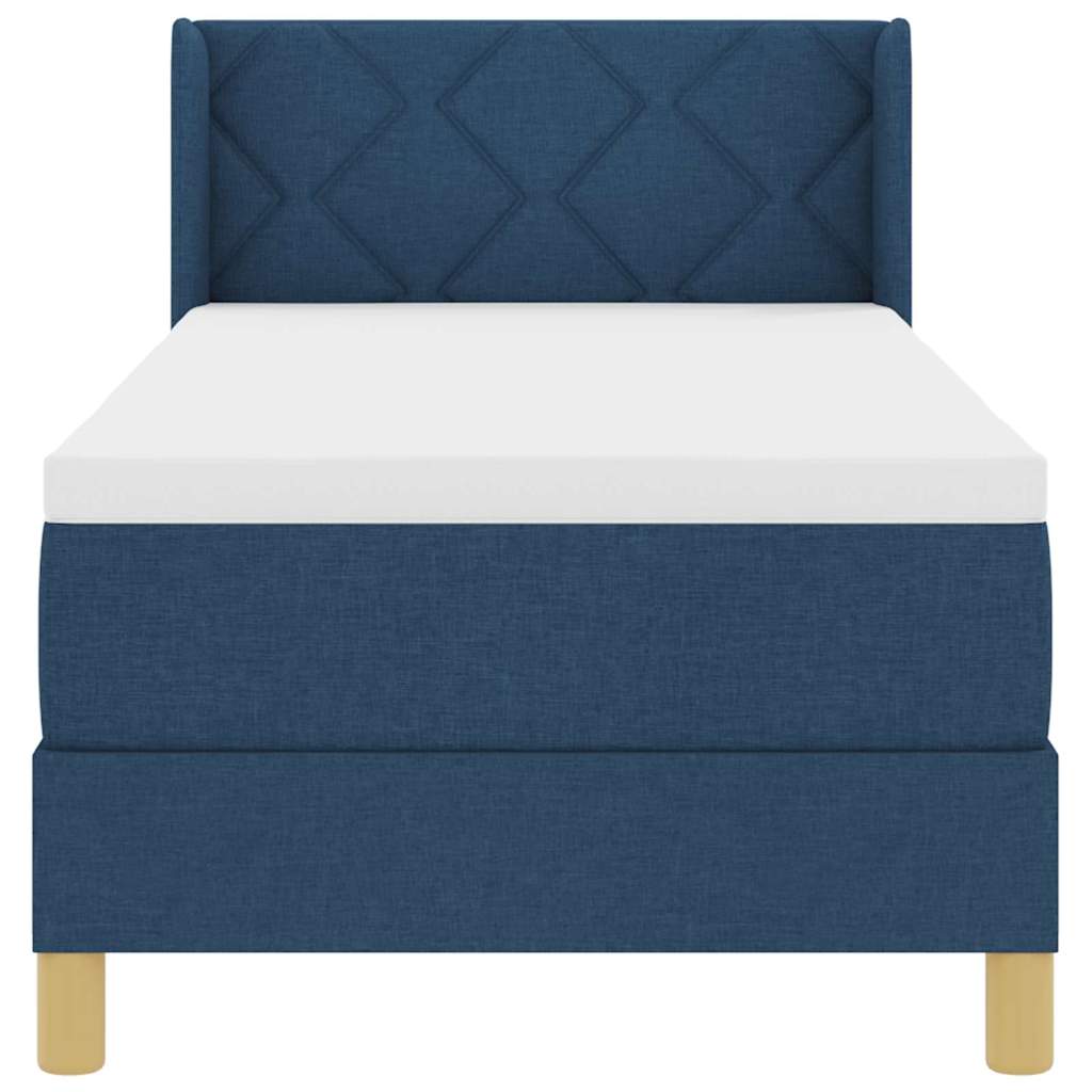 Box Spring Bed with Headboard Blue 200 x 80 cm Fabric