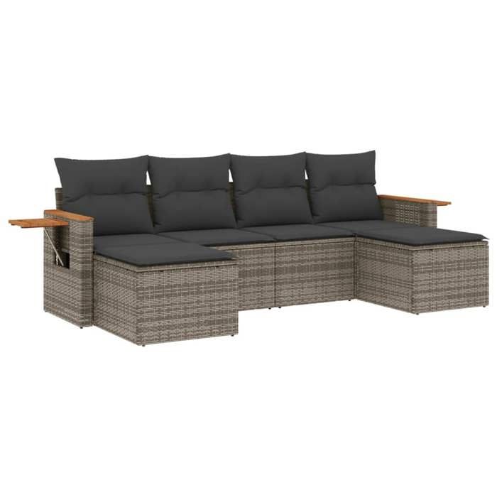 VidaXL Salon de Jardin avec Coussins 6 pcs, Canapés de Terrasse, Ensemble de Meubles de Patio, Mobilier d'Extérieur, Gris 3227061