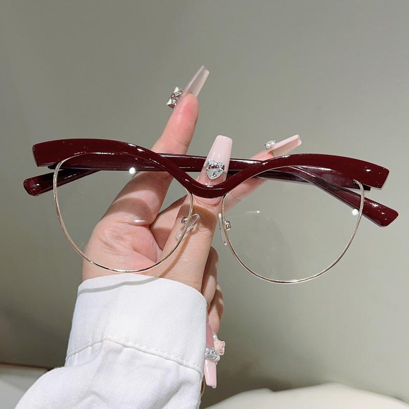 Vintage Eyebrow Cat Eye Anti Blue Light Optical Glasses Big Frame Women Luxury Myopia Customize Prescription Eye Glasses Frames