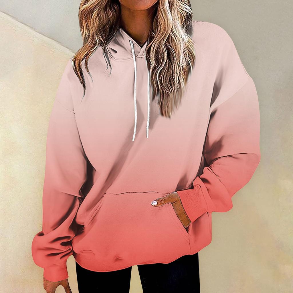 Женская мода Повседневные Универсальные Повседневные толстовки с круглым вырезом Графика Повседневные с длинным рукавом Градиент Лоскутная верхняя одежда с принтом Толстовки