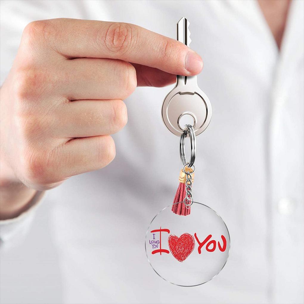 90 шт. Брелок для ключей DIY Украшение Акриловый ключевой диск Ручная работа Прыжок Кожаный набор кисточек Цвет кисточки Случайный