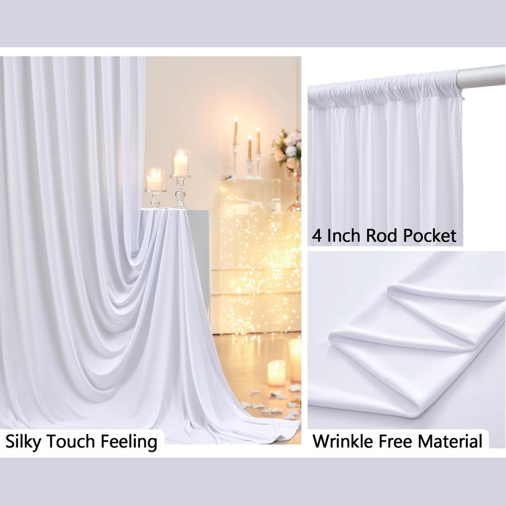 Wrinkle Free White Backdrop Curtain for Parties Soft Fabric Drapes Wedding White Curtain Backdrop for Birthday Party Decorations