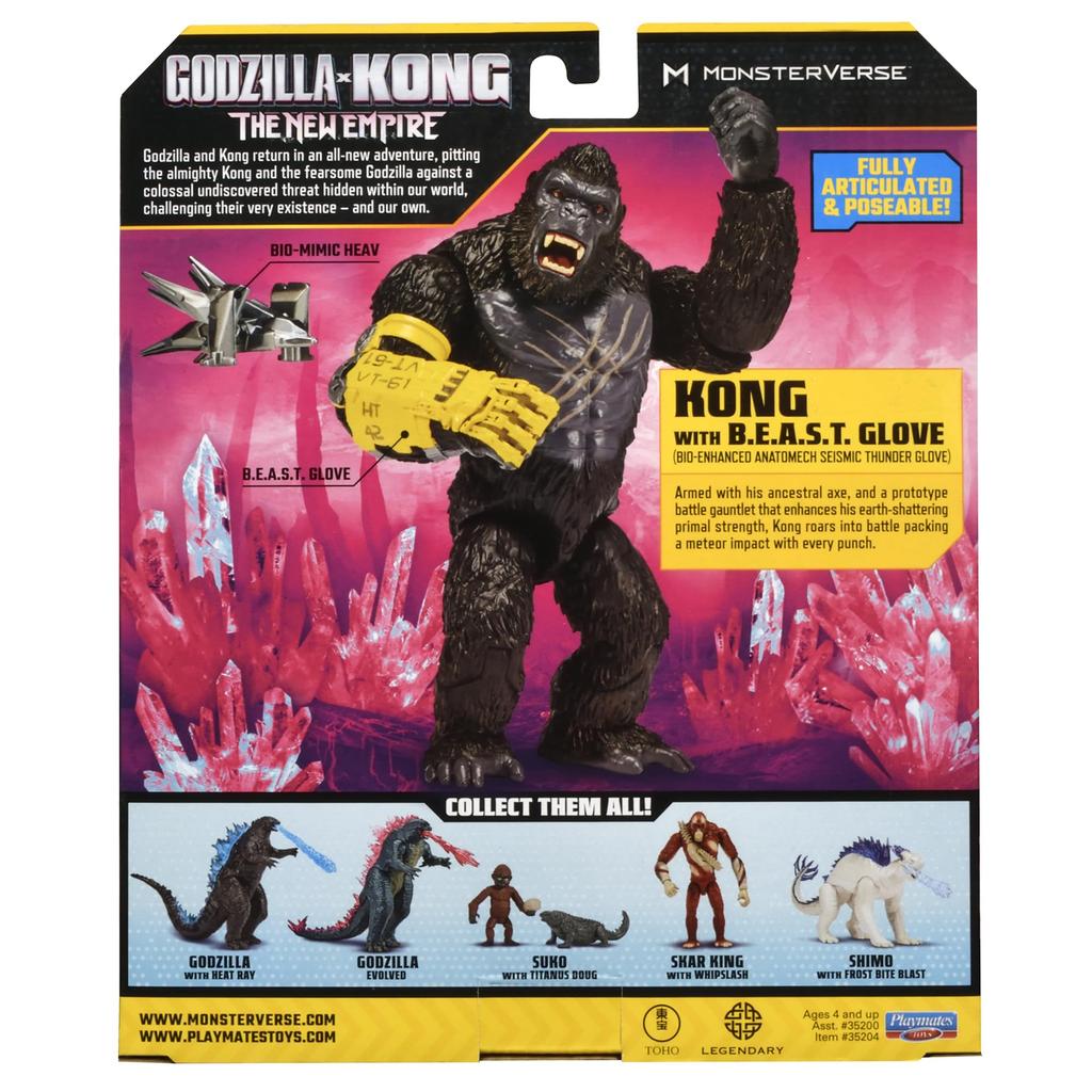 Playmates Toys Godzilla X Kong Kong with 35204 6-inch B.E.A.S.T. Gloves,