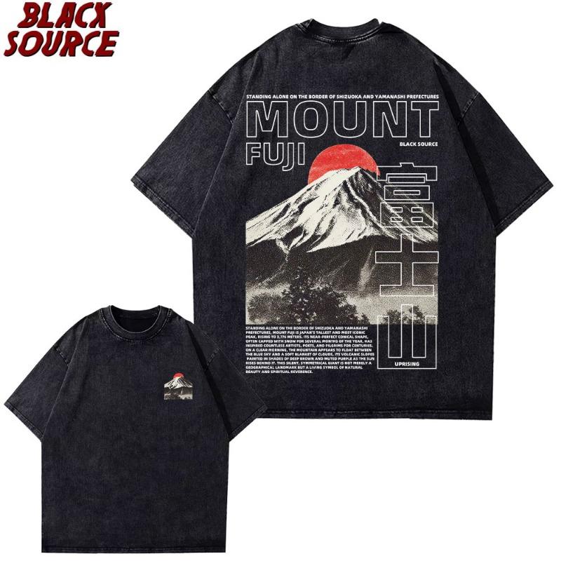 T404 Mount Fuji T Shirt Japanese Streetwear Vintage Japanese Poster Tee Minimalist Fuji Graphic Unisex Cotton Tee Y2K Japan