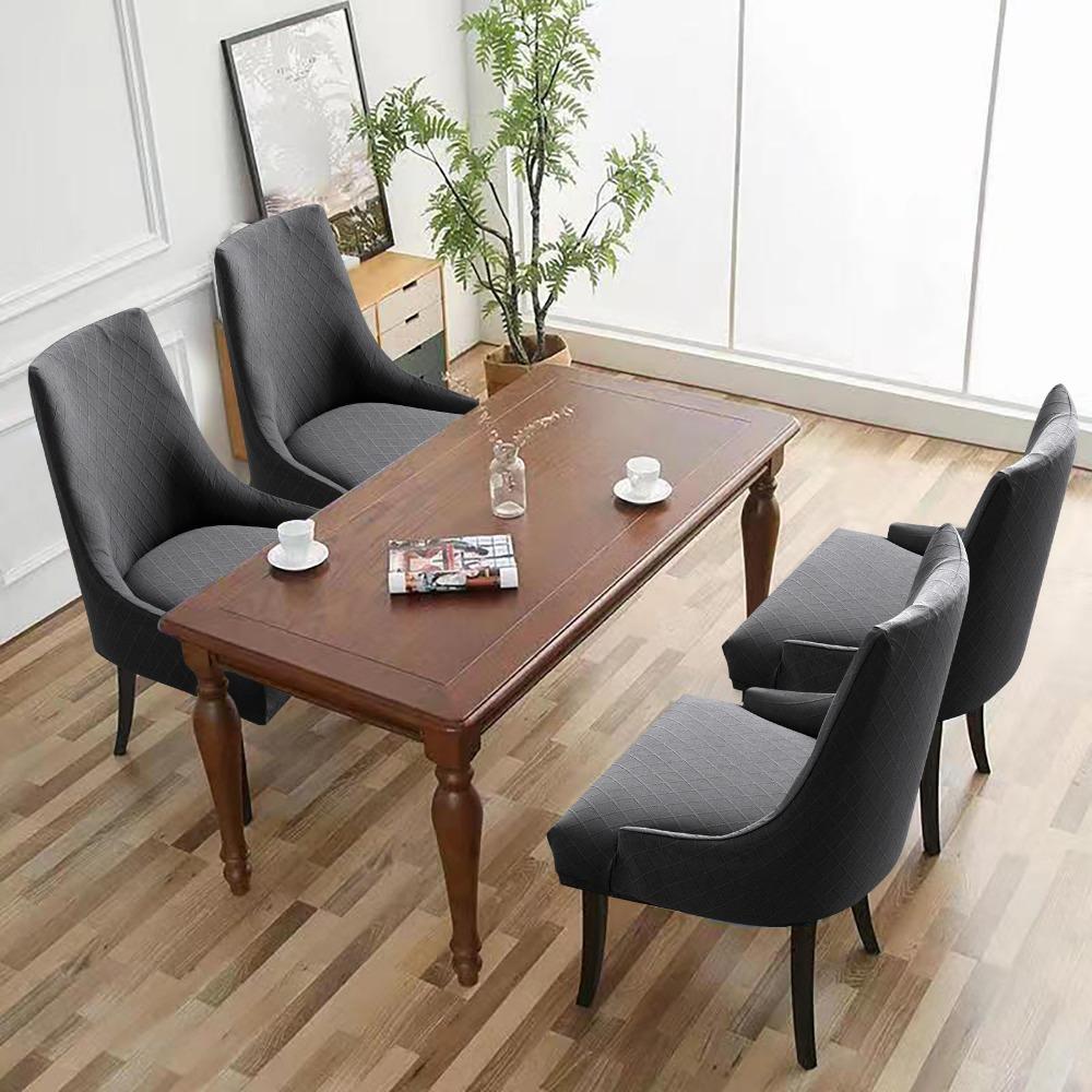 Waterproof Diamond Jacquard Stretch Chair Cover Elastic Dining Armchair Slipcover