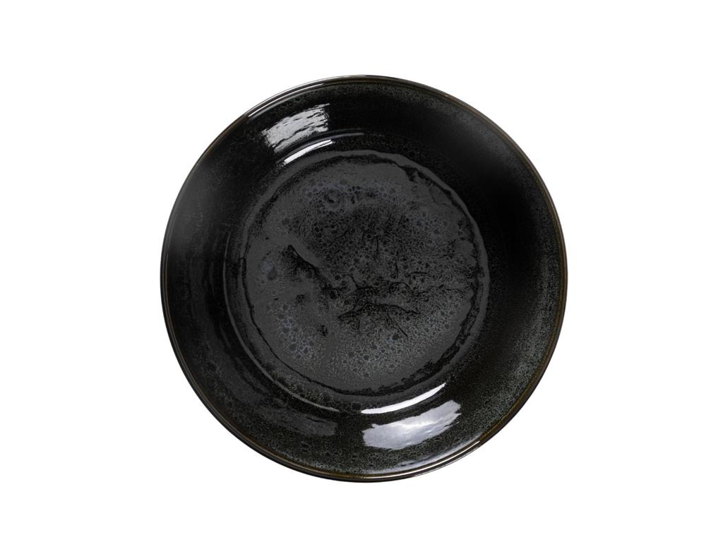 LARGE BOWL Ø27.5 cm SALAD BOWL WITH WOODEN STAND CERAMIC