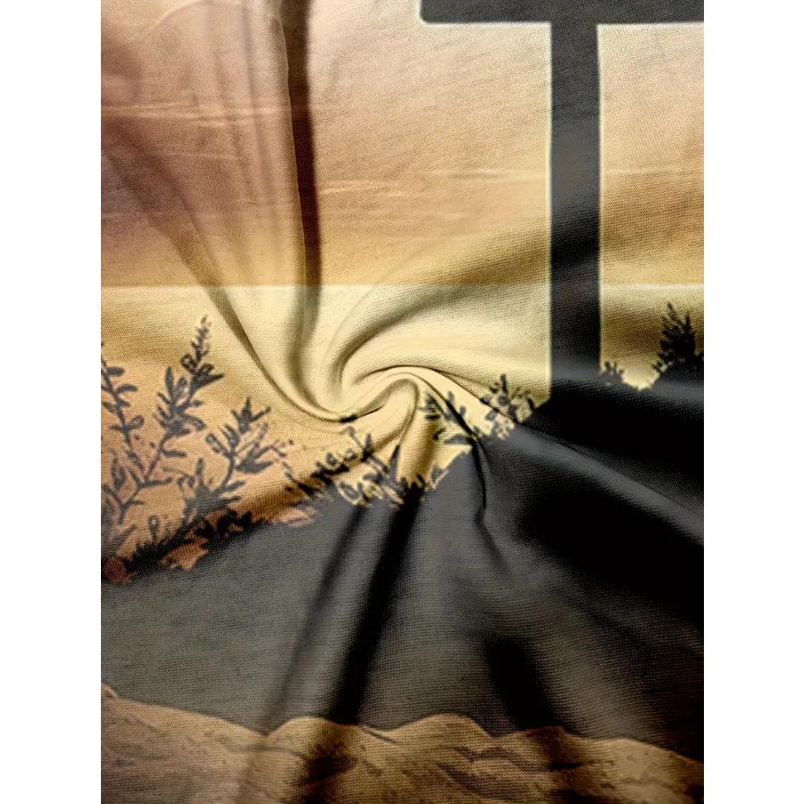 Men's 3D Cross Graphic Print Tee - Casual Short Sleeve Crew Neck T-shirt for Summer Outdoor Activities and Novelty Pajamas - Slightly Stretchy