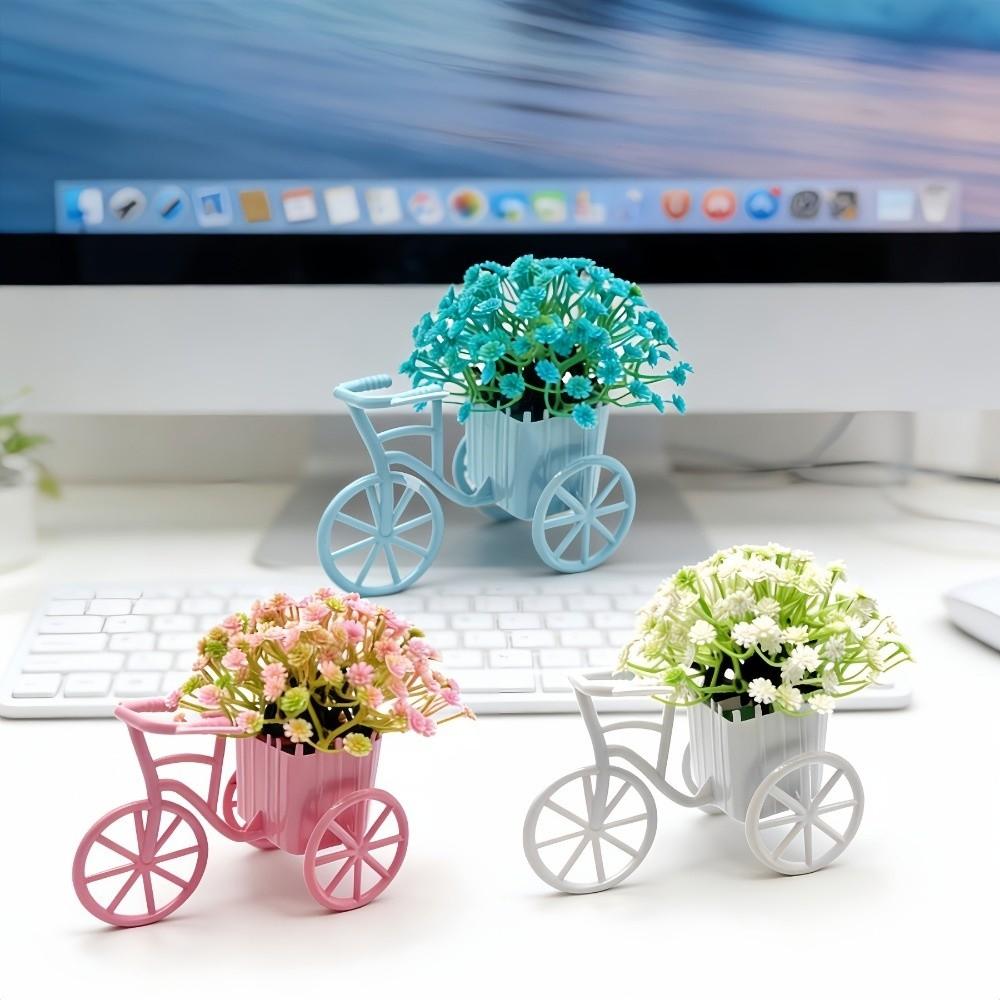 Country tyle Mini Bicycle Ornaments Miniature Garden Artificial Green Plants Wedding Decor